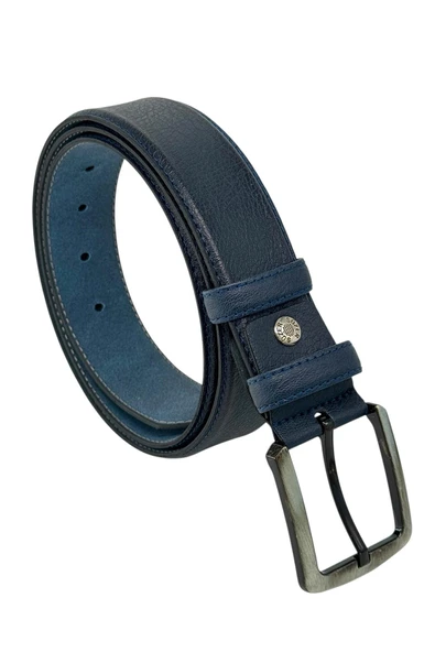 Lacivert Suni Deri 4 cm. Genişlik Damar Desenli Model Klasik Erkek Kemer // 7400-47 ürün görseli 1