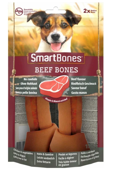 SmartBones Orta Irk Köpekler için Biftekli Ödül Kemiği (2li) 158 Gr ürün görseli 1