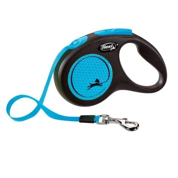 Flexi Neon Mavi Otomatik Şerit Tasma Medium 5 Mt 25 kg ürün görseli 1