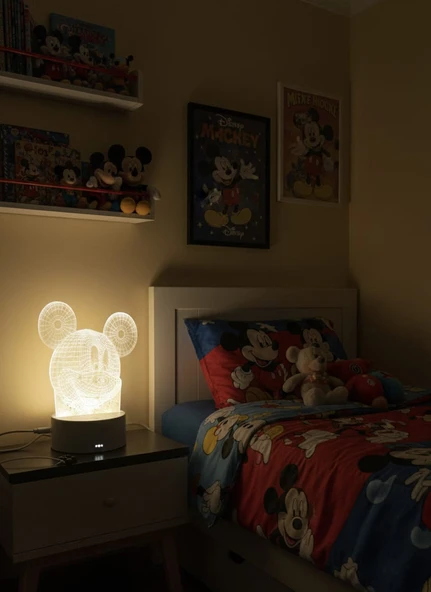 3D Mickey Mouse  Masa Lambası - Resim 3