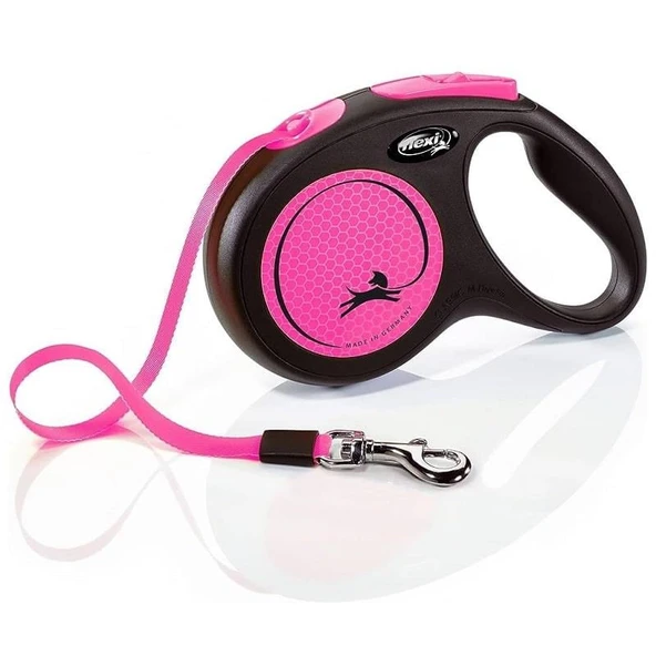 Flexi Neon Pembe Otomatik Şerit Tasma Medium 5 Mt 25 Kg ürün görseli 1