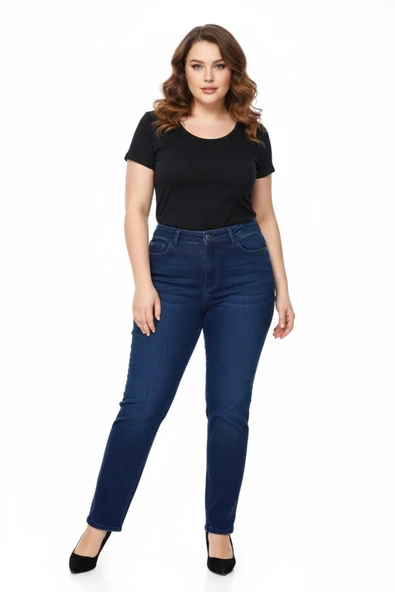 Kadın  Jeans Pantolon Kemer Lastikli Düğmeli BGL-ST05059 ürün görseli 1