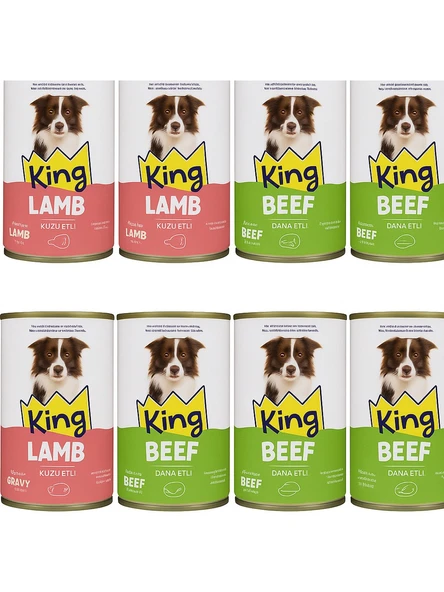 King Köpek Konserve 400 gr 8 Li Karışık Yaş Mama ürün görseli 1