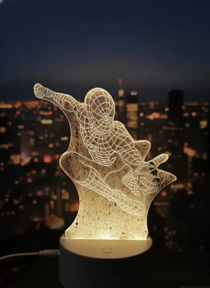 3D SPİDER MAN GECE MASA LAMBASI - Resim 3