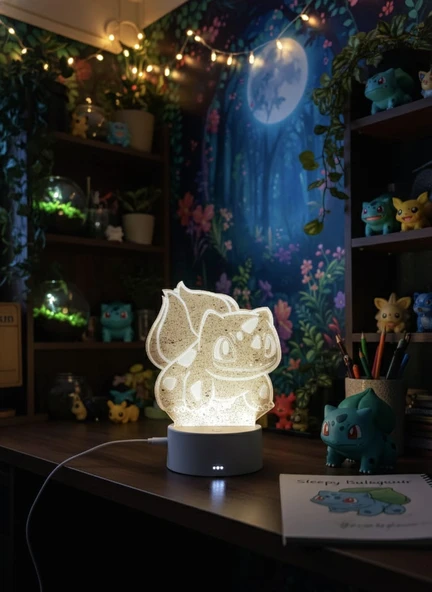 3D Sevimli Canavar Masa Gece Lambası - Resim 4