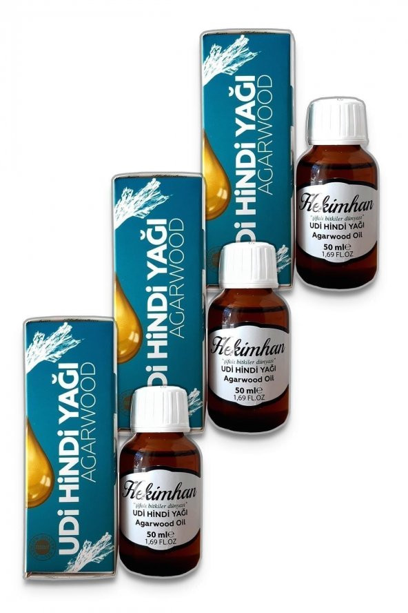 Bitkisel Doğal 3 Adet Udi Hindi Yağı 50 Ml ürün görseli 1