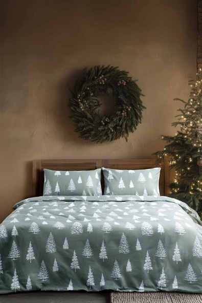 Cotton Collection Kışlık Pazen Tek Kişilik Nevresim Seti Evergreen ürün görseli 1
