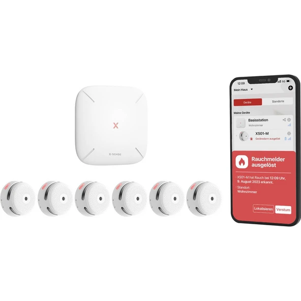 X-Sense Akıllı Duman Dedektörü (6x XS01-M), SBS50 Baz Istasyonu Ile, Wi-Fi Duman Alarmı, X-Sense Ev Güvenlik ürün görseli 1