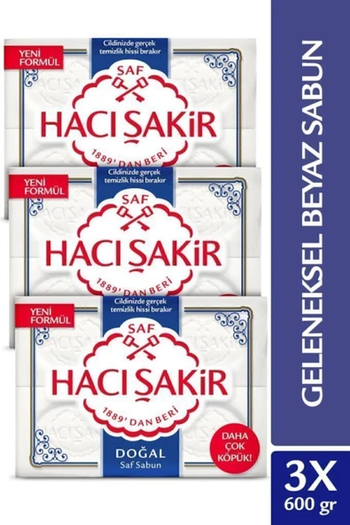 Hacı Şakir Doğal Saf Banyo Sabunu 600 gr x 3 Adet ürün görseli 1