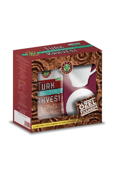Kahve Dünyası Türk Kahvesi Orta Kavrulmuş 4x100 G + Kutu Fincan Hediyeli ürün görseli 1
