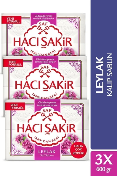 Hacı Şakir Saf Banyo Sabunu Leylak 600 gr x 3 Adet ürün görseli 1