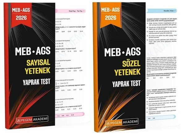 Pegem 2026 MEB-AGS Sayısal + Sözel Yetenek Yaprak Test 2 li Set Pegem Akademi Yayınları ürün görseli 1