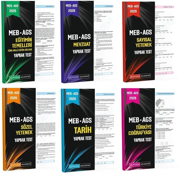 Pegem 2026 MEB-AGS Tüm Dersler Yaprak Test 6 lı Set Pegem Akademi Yayınları ürün görseli 1