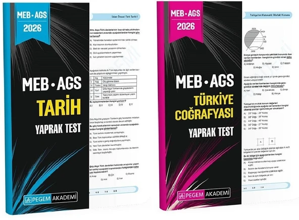 Pegem 2026 MEB-AGS Tarih + Türkiye Coğrafyası Yaprak Test 2 li Set Pegem Akademi Yayınları ürün görseli 1