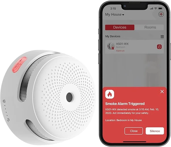 X-Sense Değiştirilebilir Pilli Akıllı Duman Dedektörü Yangın Alarmı, Wi-Fi Duman Dedektörü ürün görseli 1