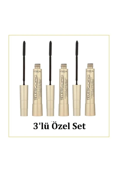 Loreal Telescopic Gold Uzun Görünüm Veren Siyah 3'lü Maskara Seti ürün görseli 1