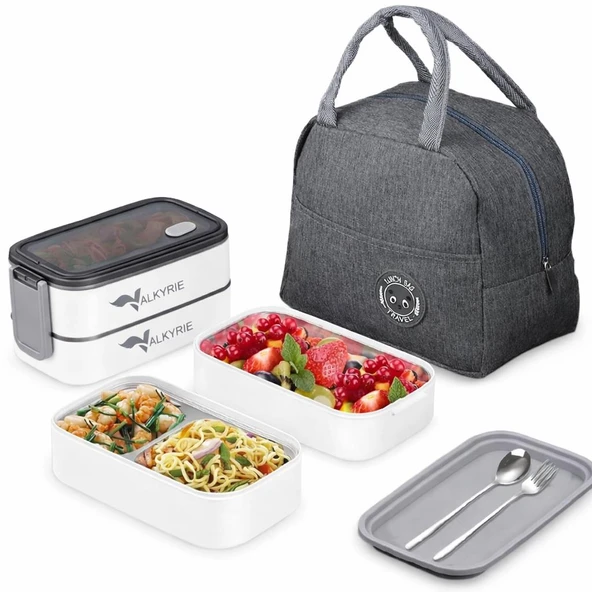 Valkyrie 1350 ml Termal Yemek Kabı Seti – Çelik Bölmeli Sızdırmaz Lunch Box + Isı Yalıtımlı Çanta ürün görseli 1