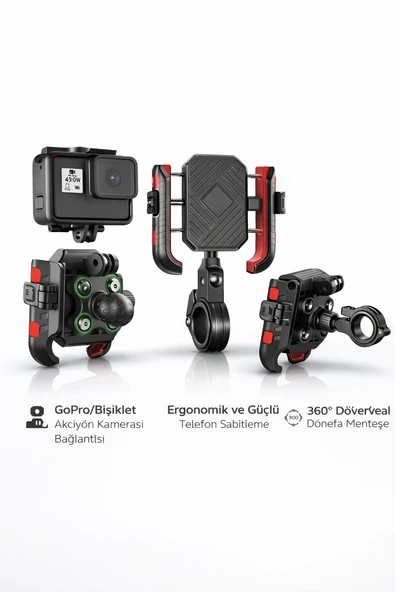 Bisiklet Motorsiklet Scooter ATV 360 Koruma Telefon Tutucu Tutacağı - Resim 2