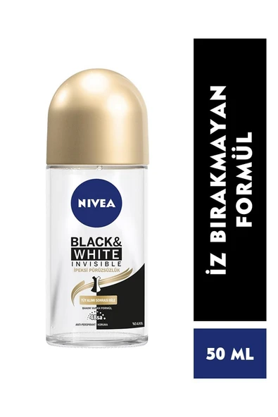 Nivea Kadın Roll On Deodorant Black&white Ipeksi Pürüzsüzlük 50ml,48 Saat Anti-perspirant Koruma ürün görseli 1
