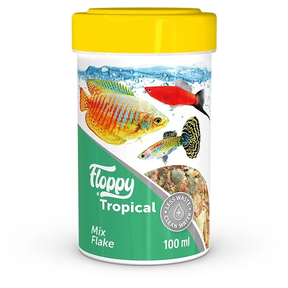 Floppy Tropical Mix Flake 100 ml Balık Yemi Kutu Yem - Yaprak Yem ürün görseli 1