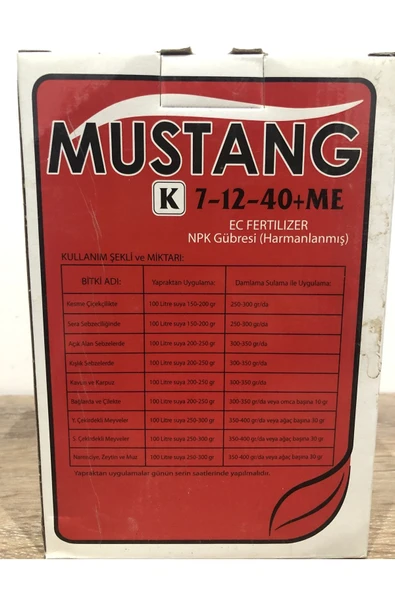Mustang 7-12-40 +Me 3 adet 1 kg Yaprak gübresi ürün görseli 1
