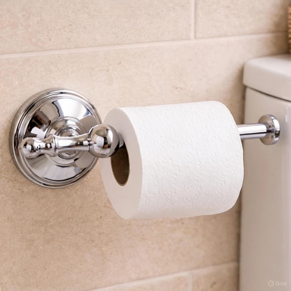 Modern Yatay Krom Tuvalet Kağıtlığı Vidalı Duvar Tipi Banyo WC Aksesuarı Paslanmaz Metal ürün görseli 1