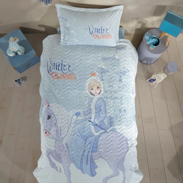 Clasy Ranforce %100 Pamuk Tek Kişilik Dört Mevsim Set Winter Princess V1 Turkuaz ürün görseli 1