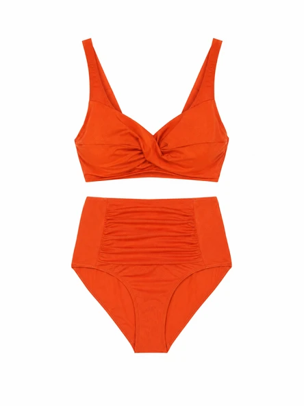 Kaplı Kesim Balenli Yüksek Bel Bikini Takımı ürün görseli 1