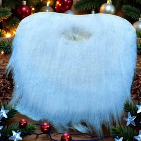 BEYAZ NOEL BABA SAKALI LASTİKLİ MODEL BEYAZ SAKAL YILBAŞI SÜSLERİ YILBAŞI BEYAZ GÖSTERİ SAKALI ürün görseli 1