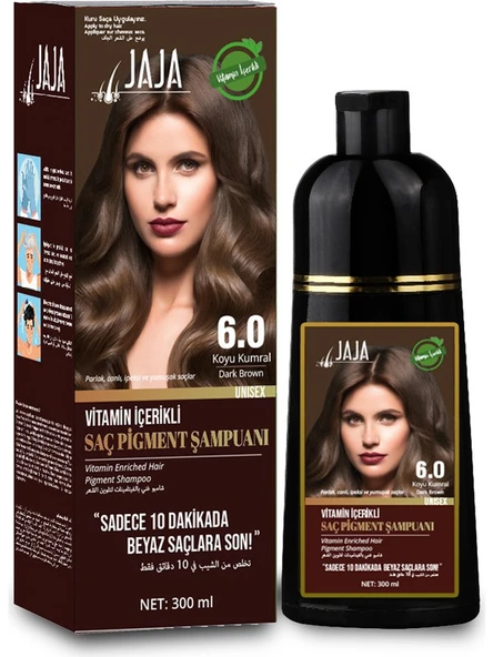 Jaja Saç Pigment Şampuanı (Beyazlar Için Şampuan Boya) No:6 Koyu Kumral  300 ml ürün görseli 1