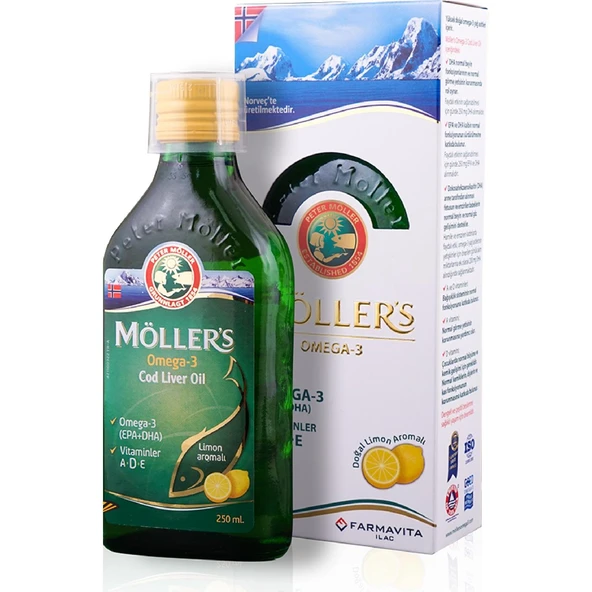 Möller's Omega 3 Limonlu Balık Yağı Şurubu 250 ml ürün görseli 1