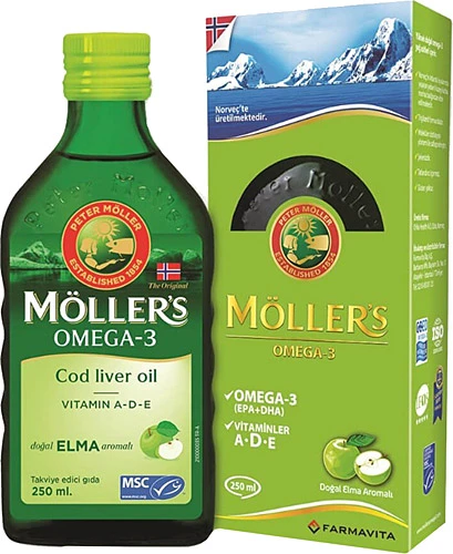 Möller's Omega 3 Doğal Elma Aromalı Balık Yağı Şurubu 250 ml ürün görseli 1