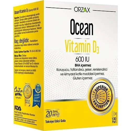 Ocean Vitamin D3 600 IU Oral Sprey 20 ml ürün görseli 1