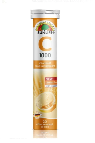 Sunlife Vitamin C 1000 mg 20 Efervesan Tablet - Resim 2