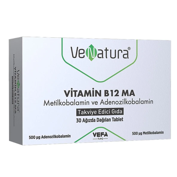 Venatura Vitamin B12 MA Metilkobalamin ve Adenozilkobalamin 30 Tablet ürün görseli 1