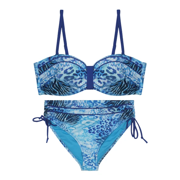 Kaplı Kesim Desenli İpli Yan Detaylı Bikini Takımı ürün görseli 1