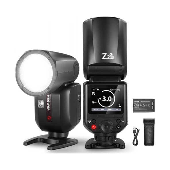 Neewer Z2PRO-C Yuvarlak Başlıklı Bataryalı Tepe Flaşı (Canon) ürün görseli 1