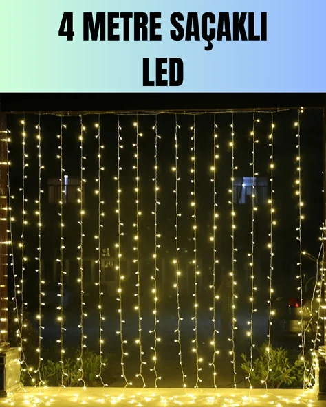 4 Metre Yılbaşı Şelale Led Perde Işık Ev Bahçe Dekor ürün görseli 1