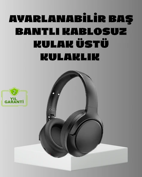 Siyah Kablosuz Bluetooth Kulaklık 300 mAh Hızlı Şarj Katlanabilir Pedli ürün görseli 1