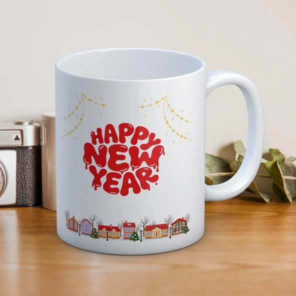 Yılbaşı Temalı Happy New Year Yazılı Hediyelik Kupa ürün görseli 1