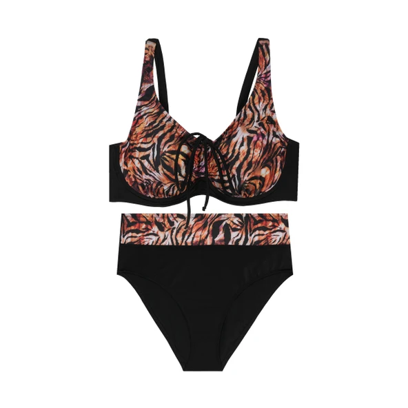 Kaplı Kesim Balenli Bağcık Detaylı Bikini Takımı ürün görseli 1