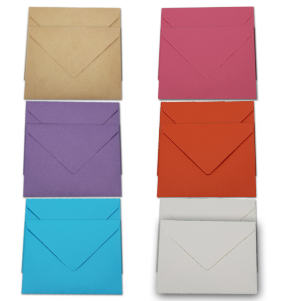 12 Adet 7 x 9 Renkli Mini Zarf 6 Renk ürün görseli 1