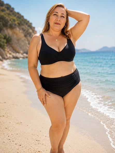 Düz Kesim Yüksek Bel Bikini Takımı ürün görseli 1