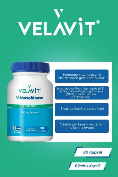 Velavit V-Nattokinase 30 Kapsül - Resim 2