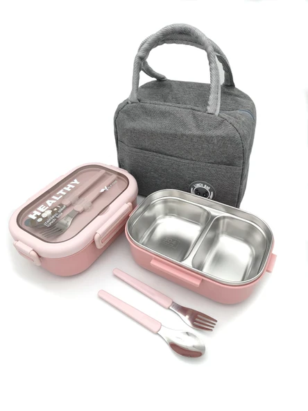 Valkyrie Isı Yalıtımlı Termal Çantalı Çelik Lunch Box – BPA’sız, Sızdırmaz, Çok Bölmeli Yemek Kabı Pembe ürün görseli 1