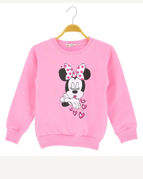 Kız Çocuk Bluz Minnie Baskılı Kışlık 2 İplik Şardonlu ürün görseli 1