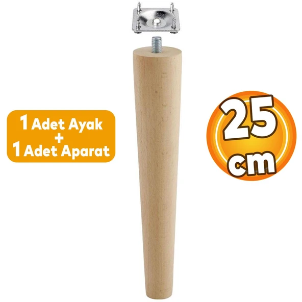 Ahşap Sehpa Masa Puf Tabure Tv Ünitesi Ayağı Ayakları M8 Civatalı 25 cm + Bağlantı Aparatlı ürün görseli 1