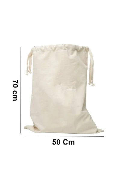 Elbasan Tekstil 0-19 L Kanvas Çok Amaçlı Kirli Çamaşır Torbası 50x70 1 Adet 50 x 70 Bej Kumaş ürün görseli 1