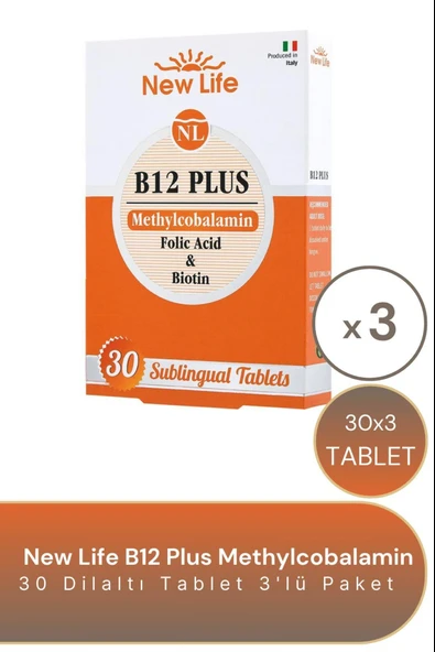 New Life B12 Plus Methylcobalamin 30 Tablet 3 Adet ürün görseli 1