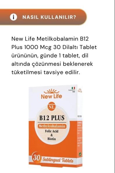 New Life B12 Plus Methylcobalamin 30 Tablet 3 Adet - Resim 4